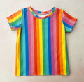 vertical rainbow stripe tee
