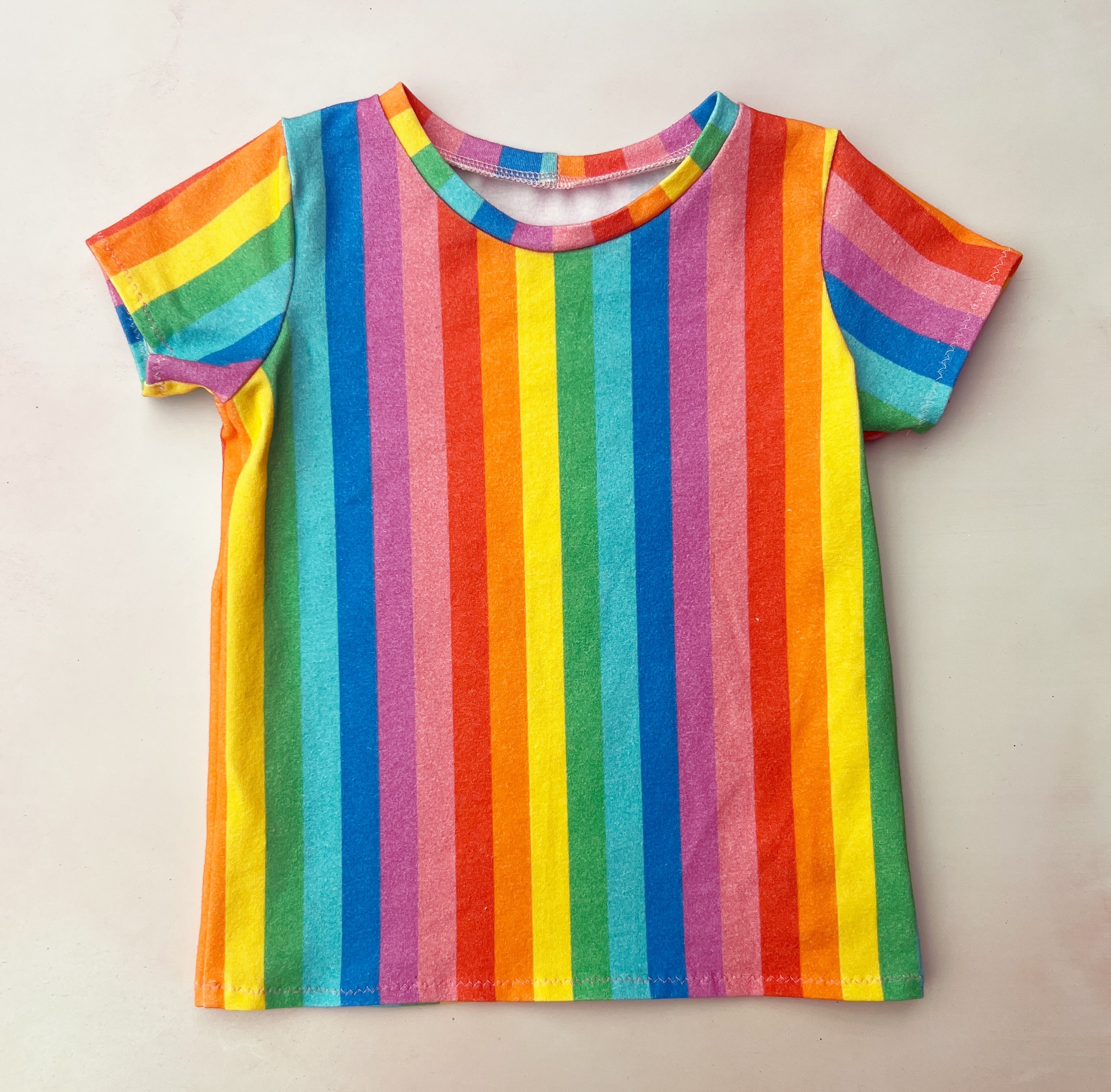 vertical rainbow stripe tee