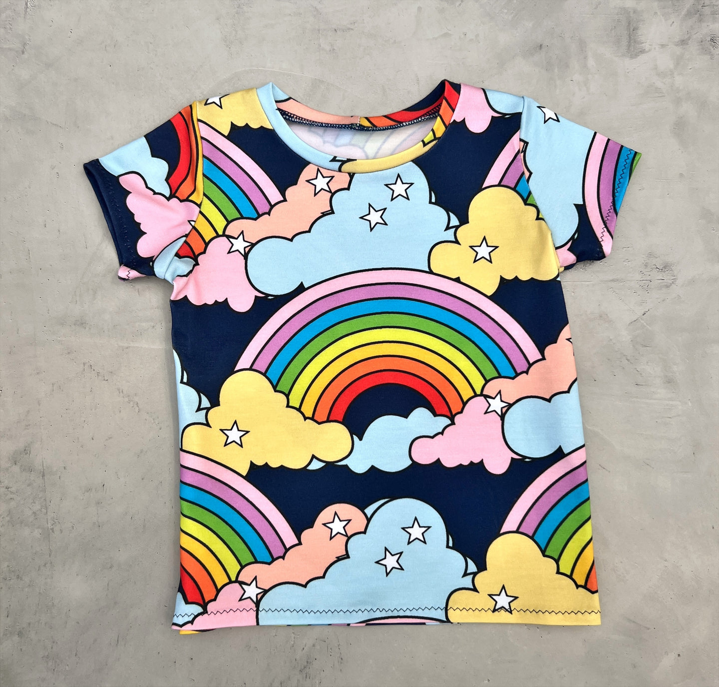 navy with rainbows tee