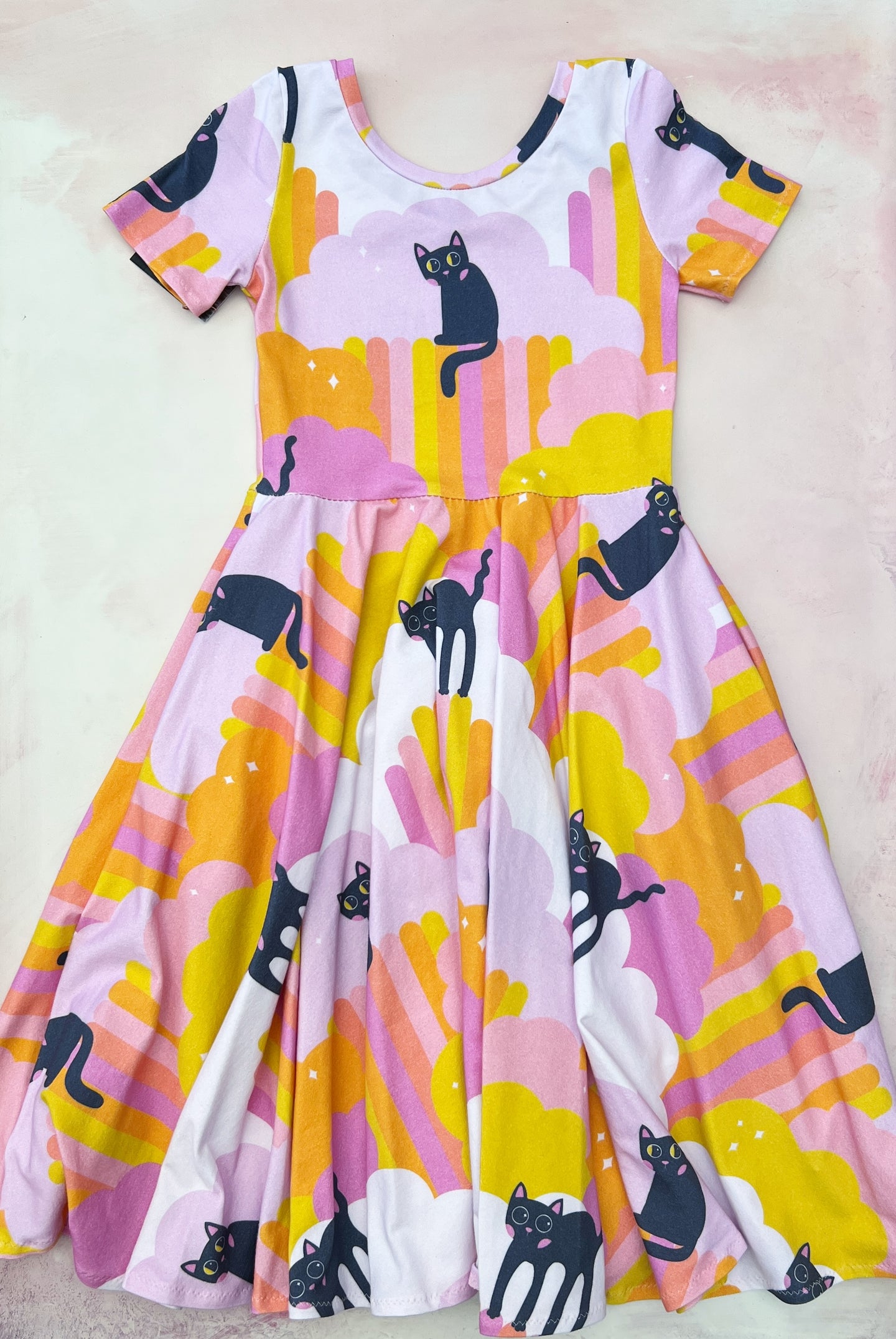Greta- black cats on pink