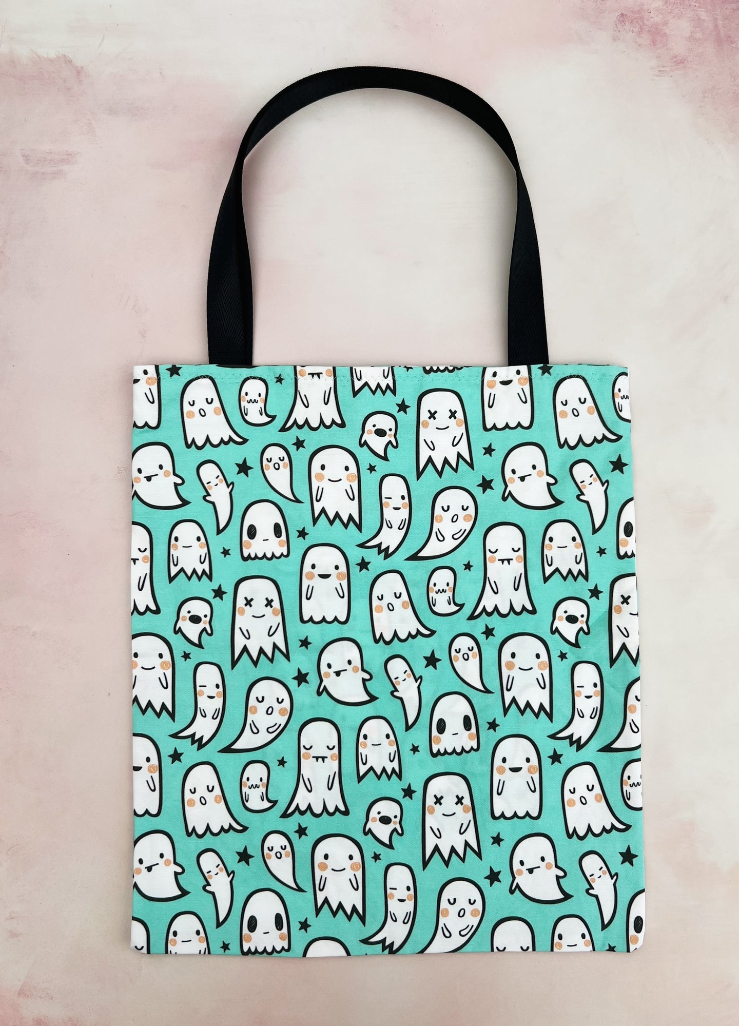 turquoise ghosties and stars tote