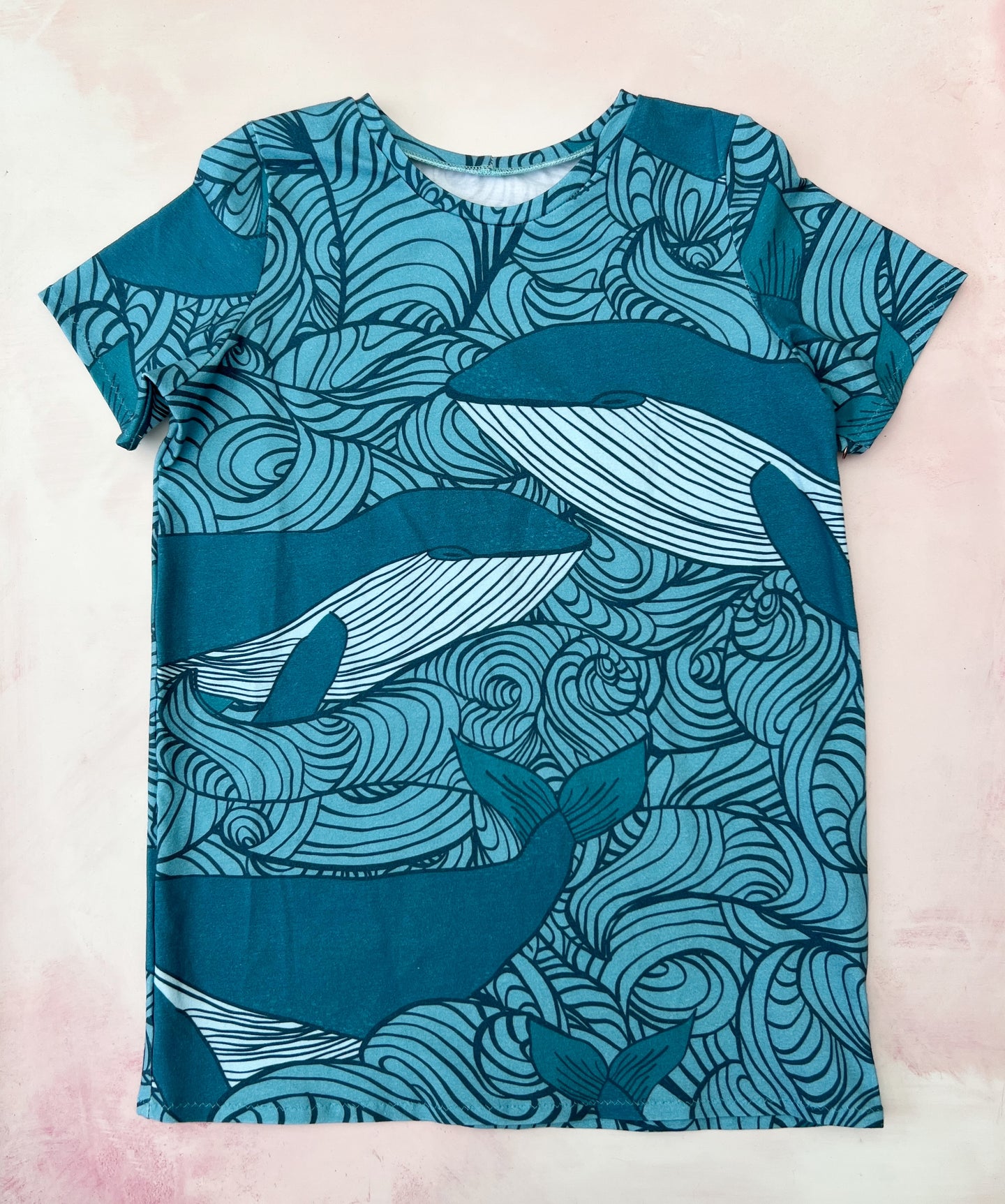whales and swirls tee