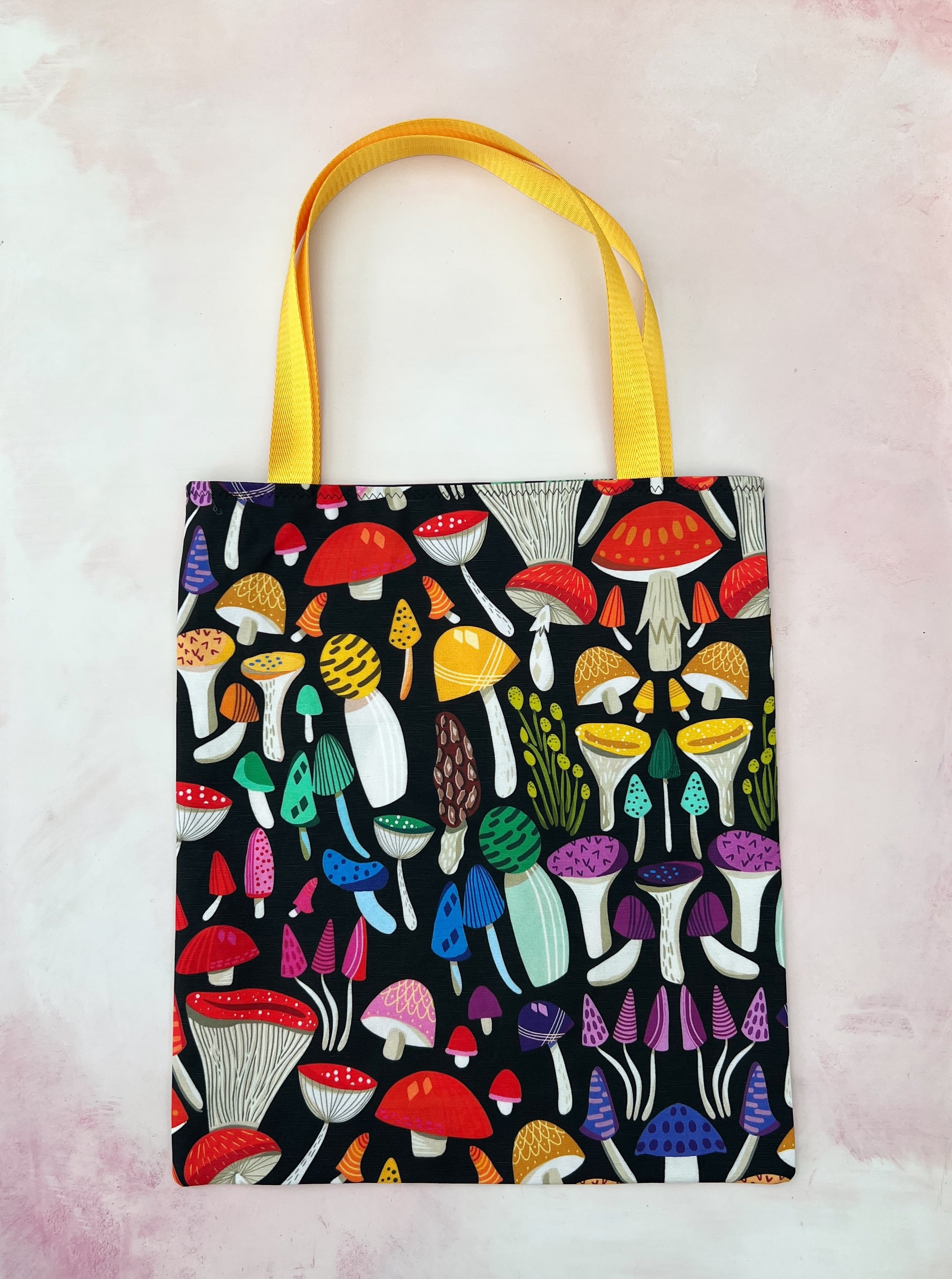 rainbow mushrooms tote