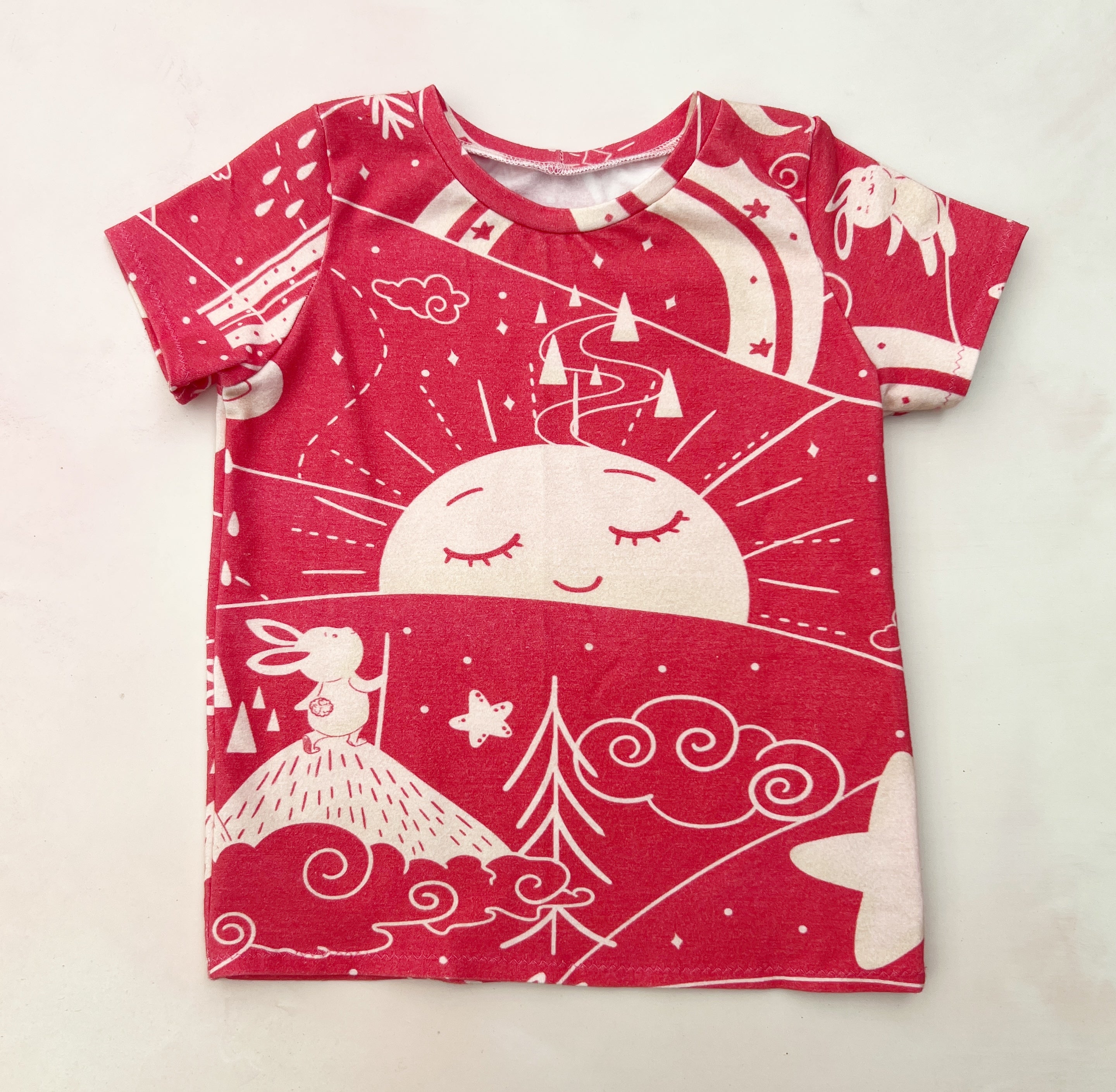 pink bunny sunrise tee