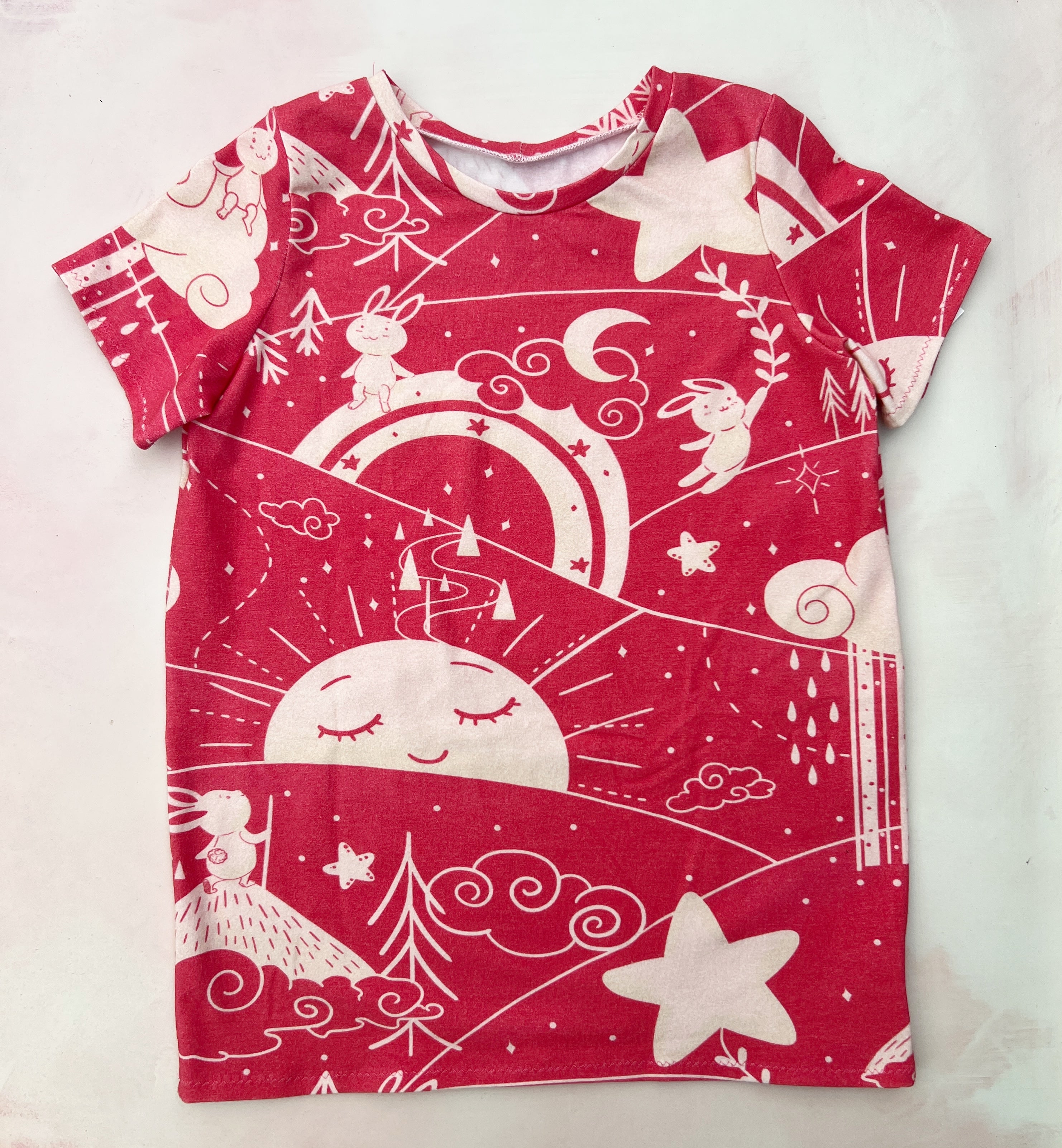 pink bunny sunrise tee