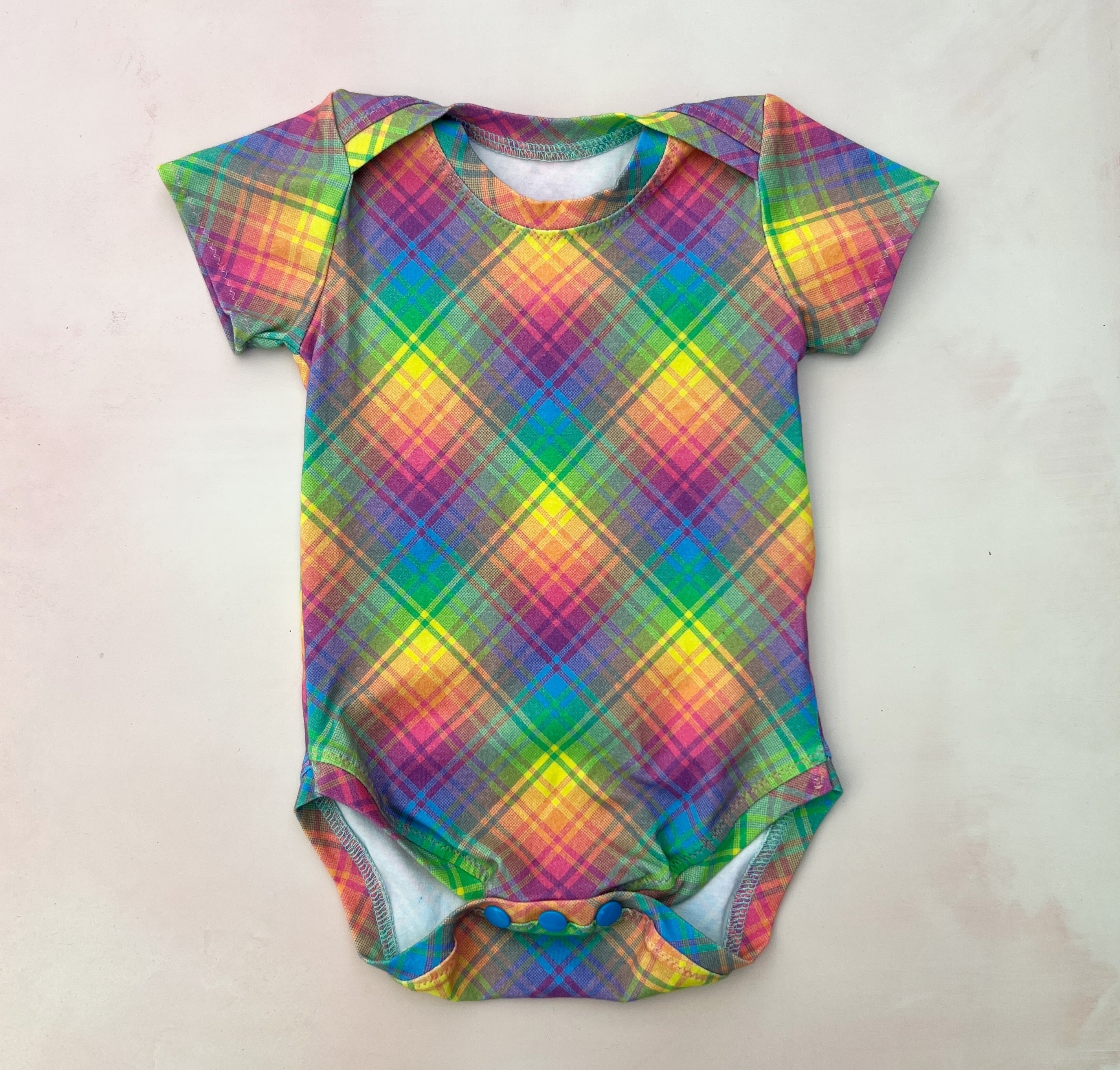 neon plaid onesie