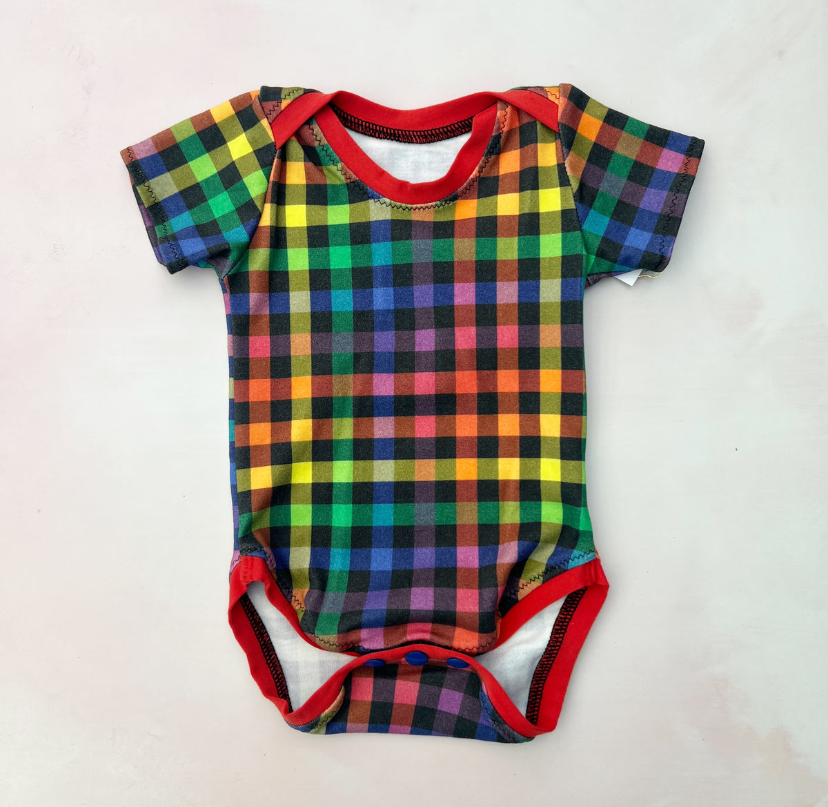 rainbow checks onesie