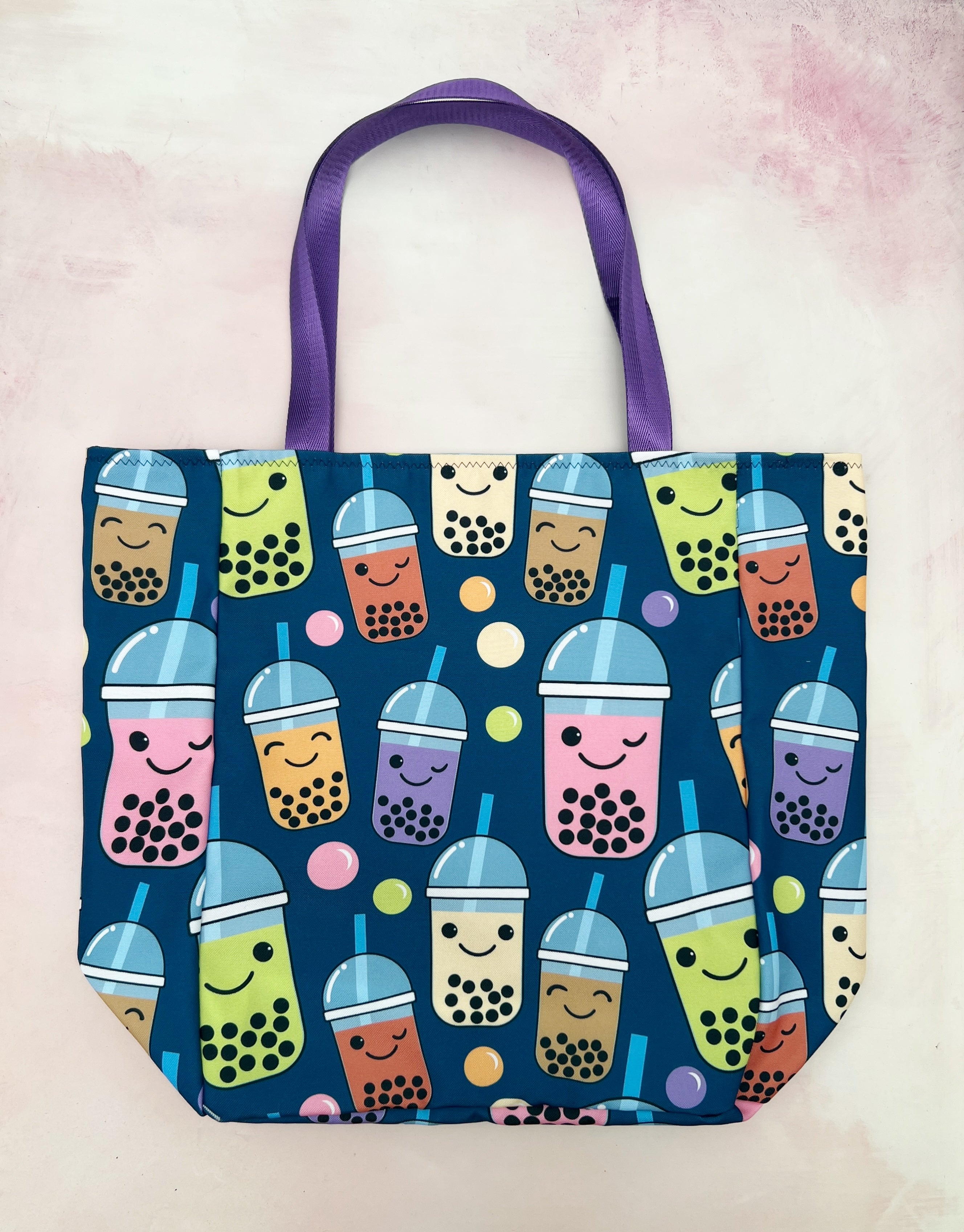 navy boba market bag