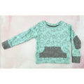 mint and gray dinos sweater