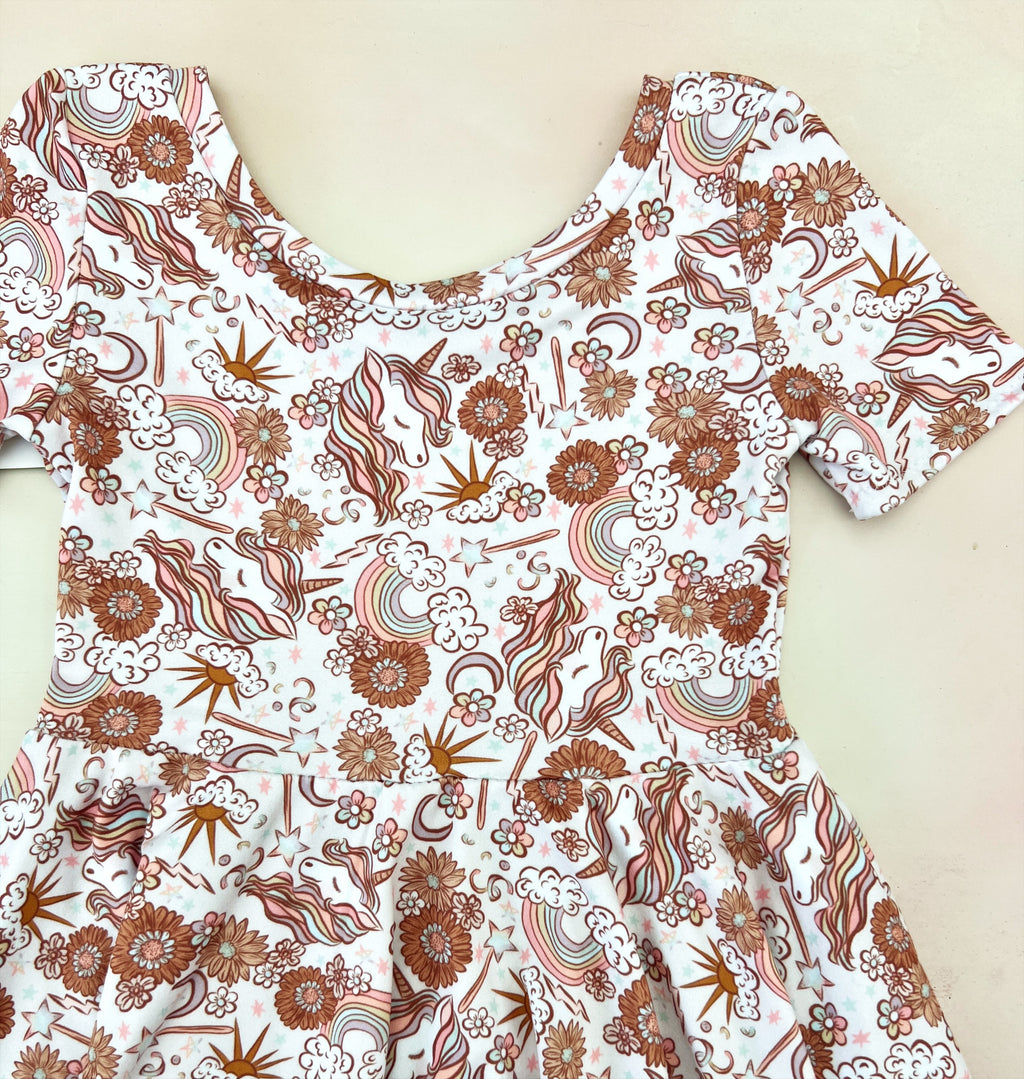 unicorns, rainbows, daisies dress
