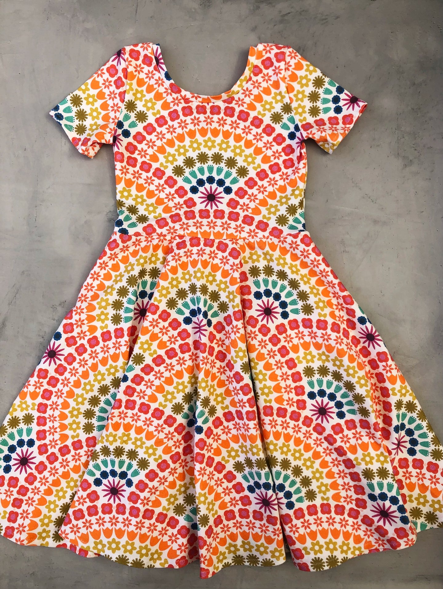 Greta twirl dress- scallop rainbow- custom