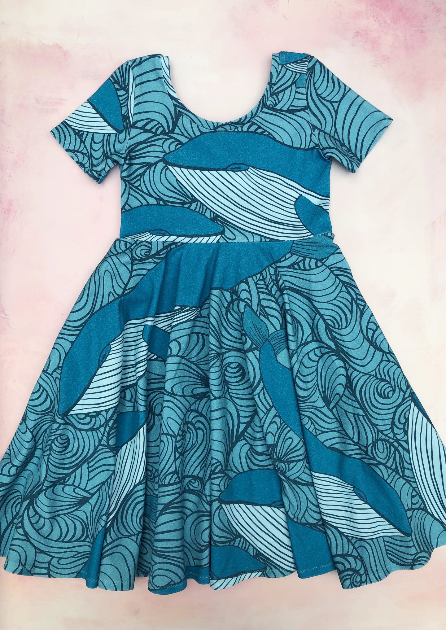 Greta twirl dress- whales and swirls- custom