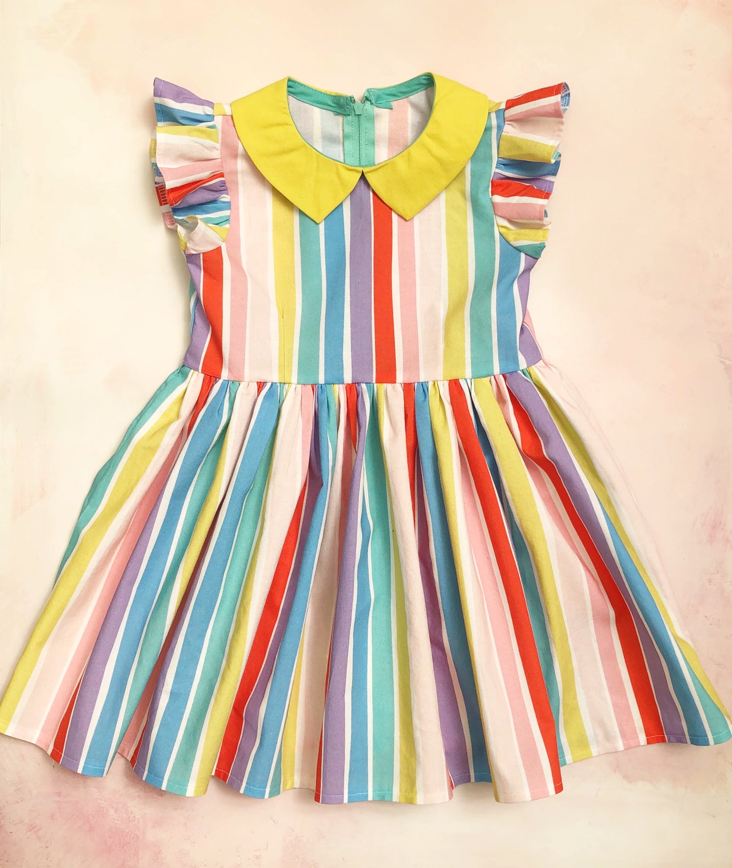 Avery dress- rainbow stripe- custom