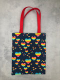 pride hearts tote bag