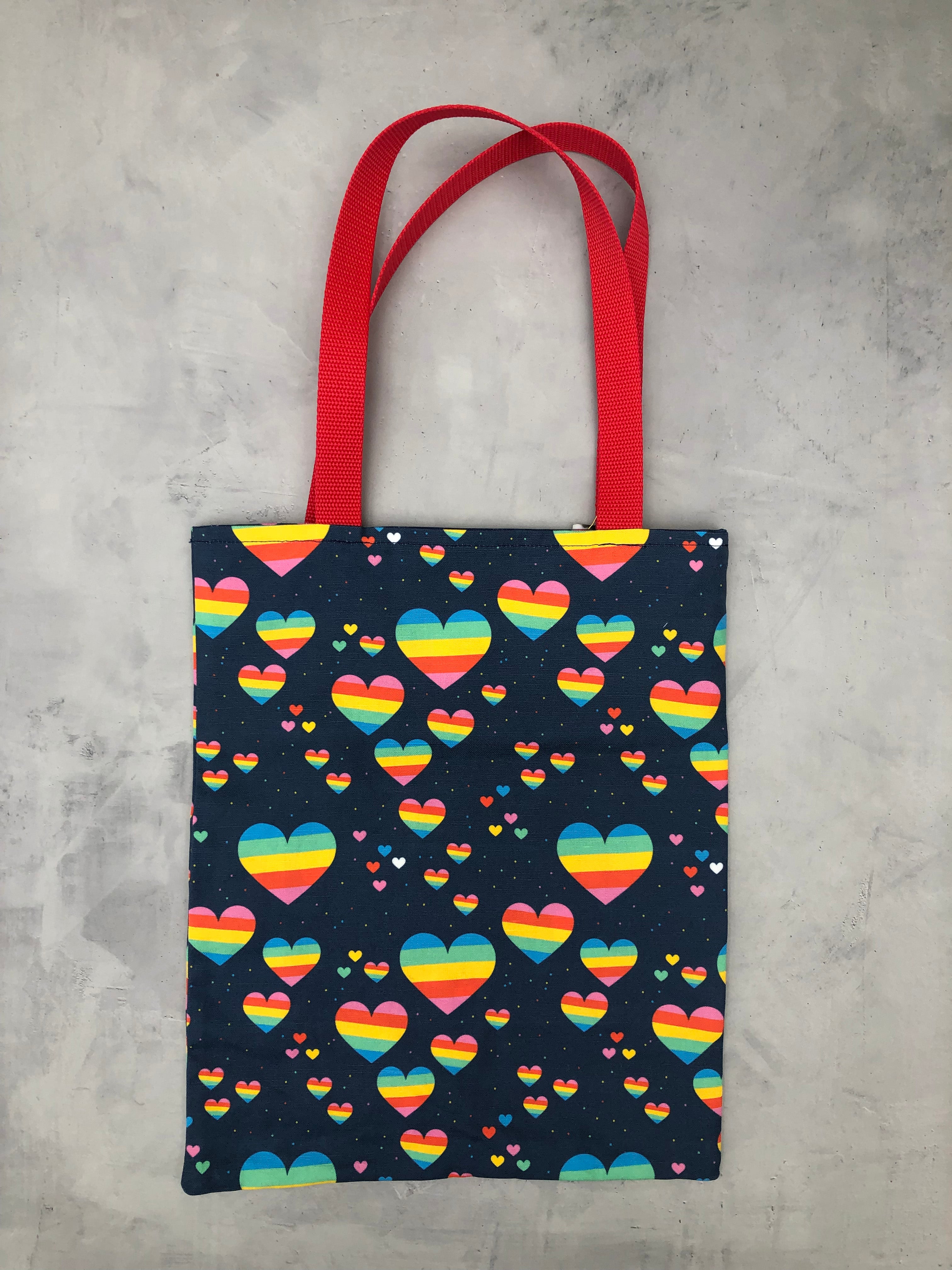 pride hearts tote bag