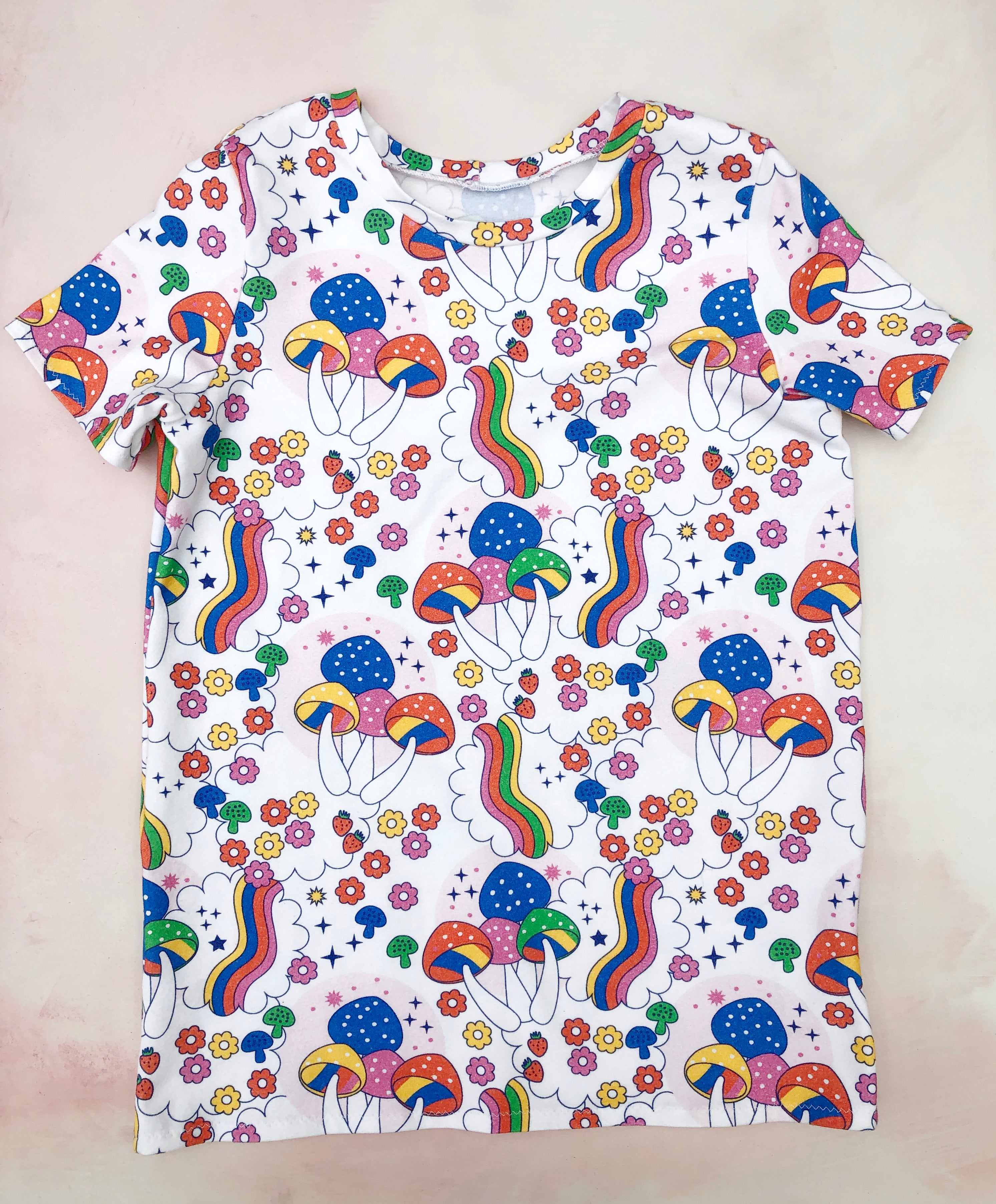 rainbows and mushrooms tee