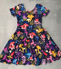 Greta twirl dress- purple mushrooms- custom