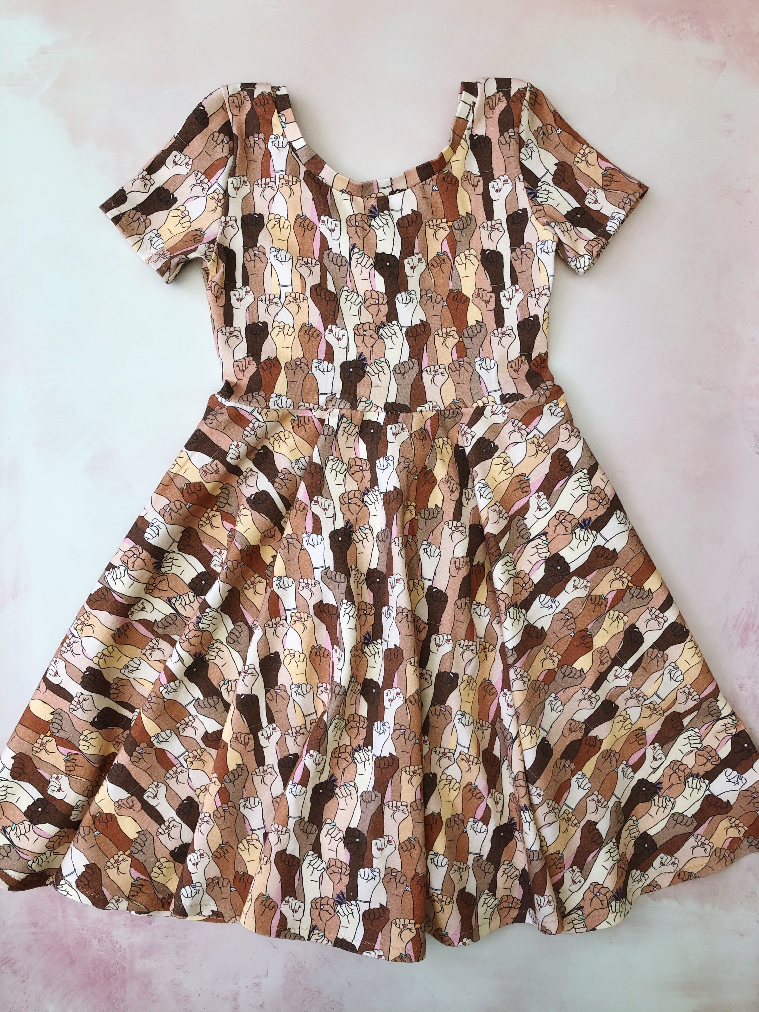 Greta twirl dress- Protest print- custom