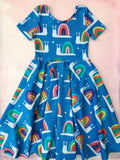 Greta twirl dress- blue snails- custom