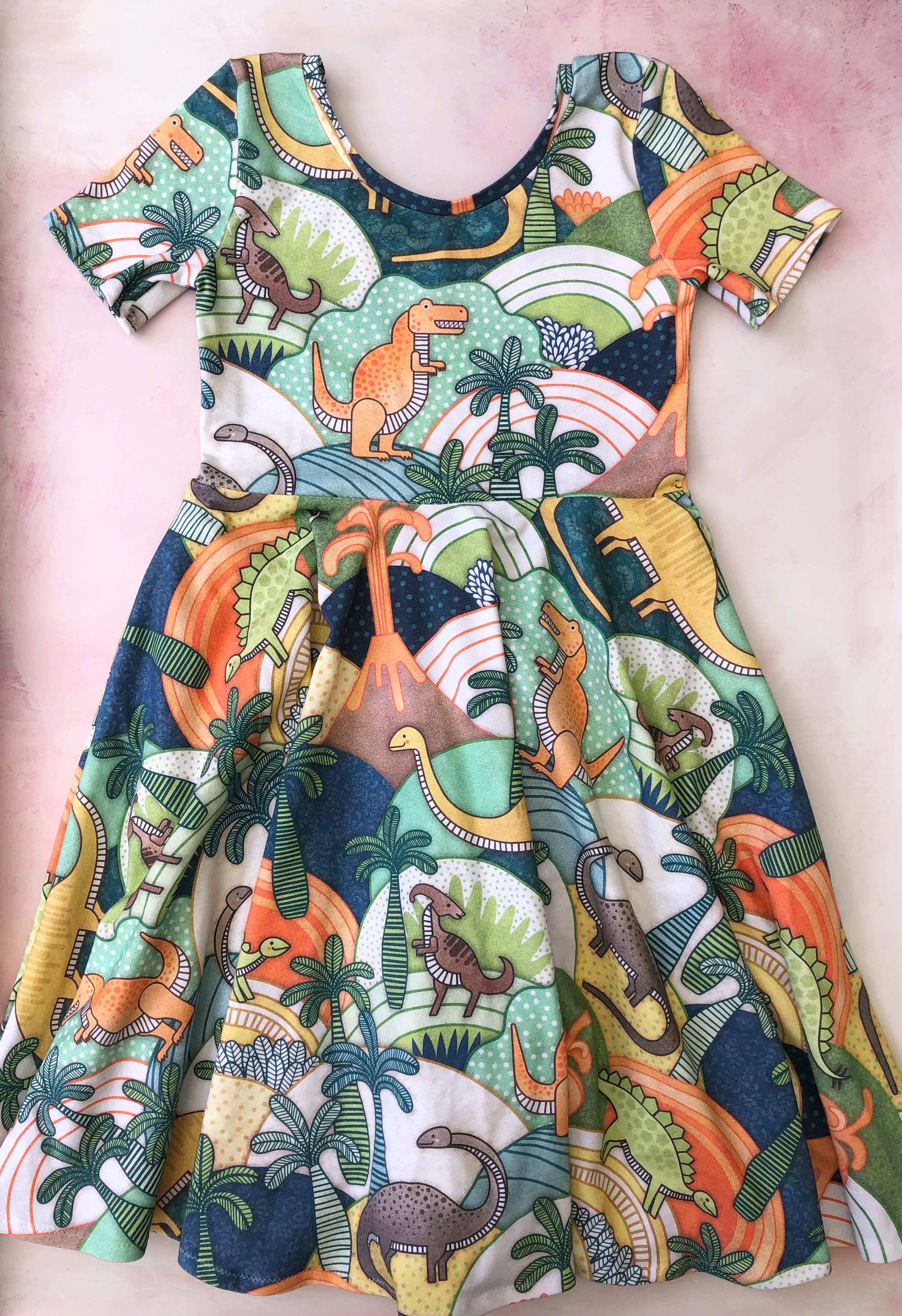 Greta twirl dress- happy dinos- custom