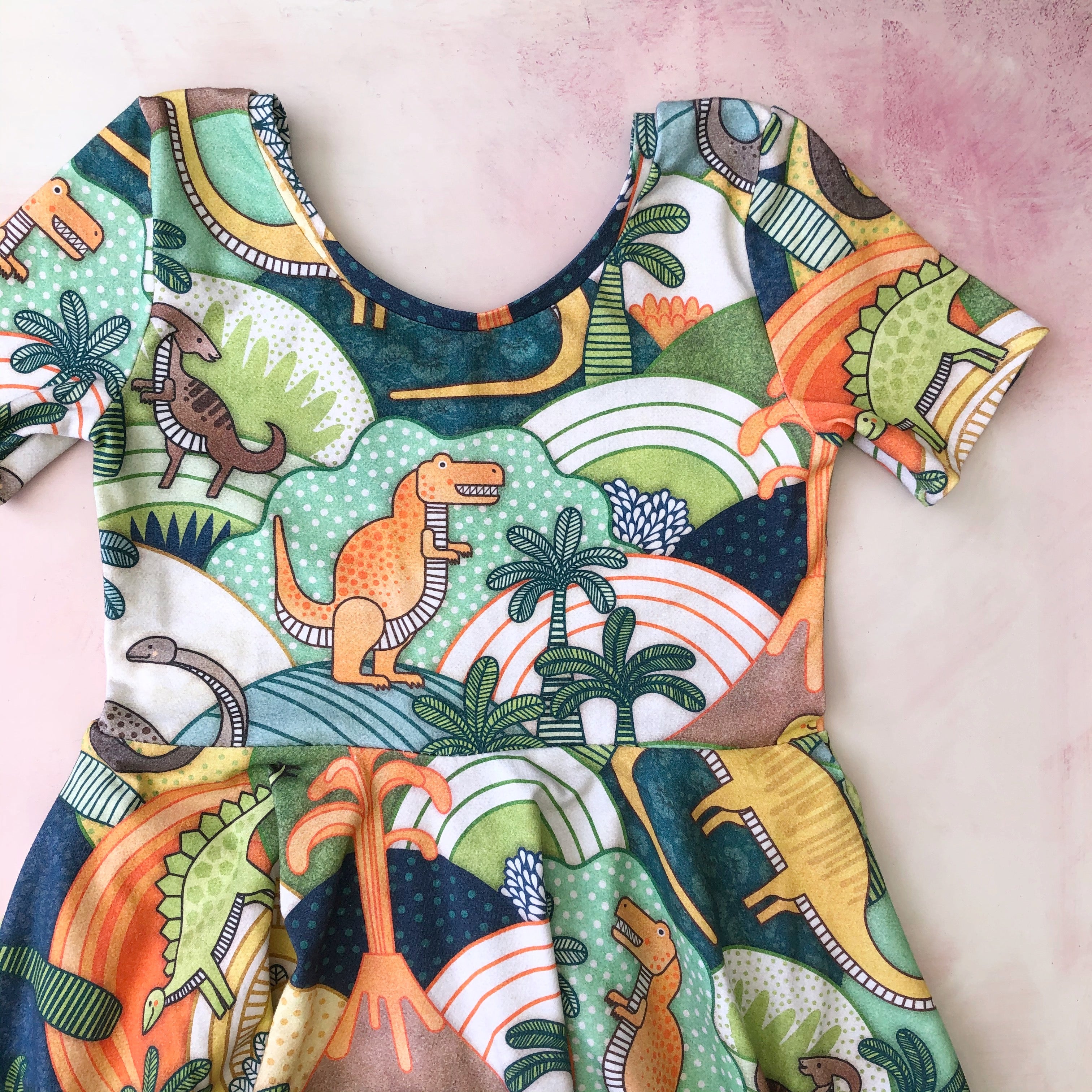 Greta twirl dress- happy dinos- custom