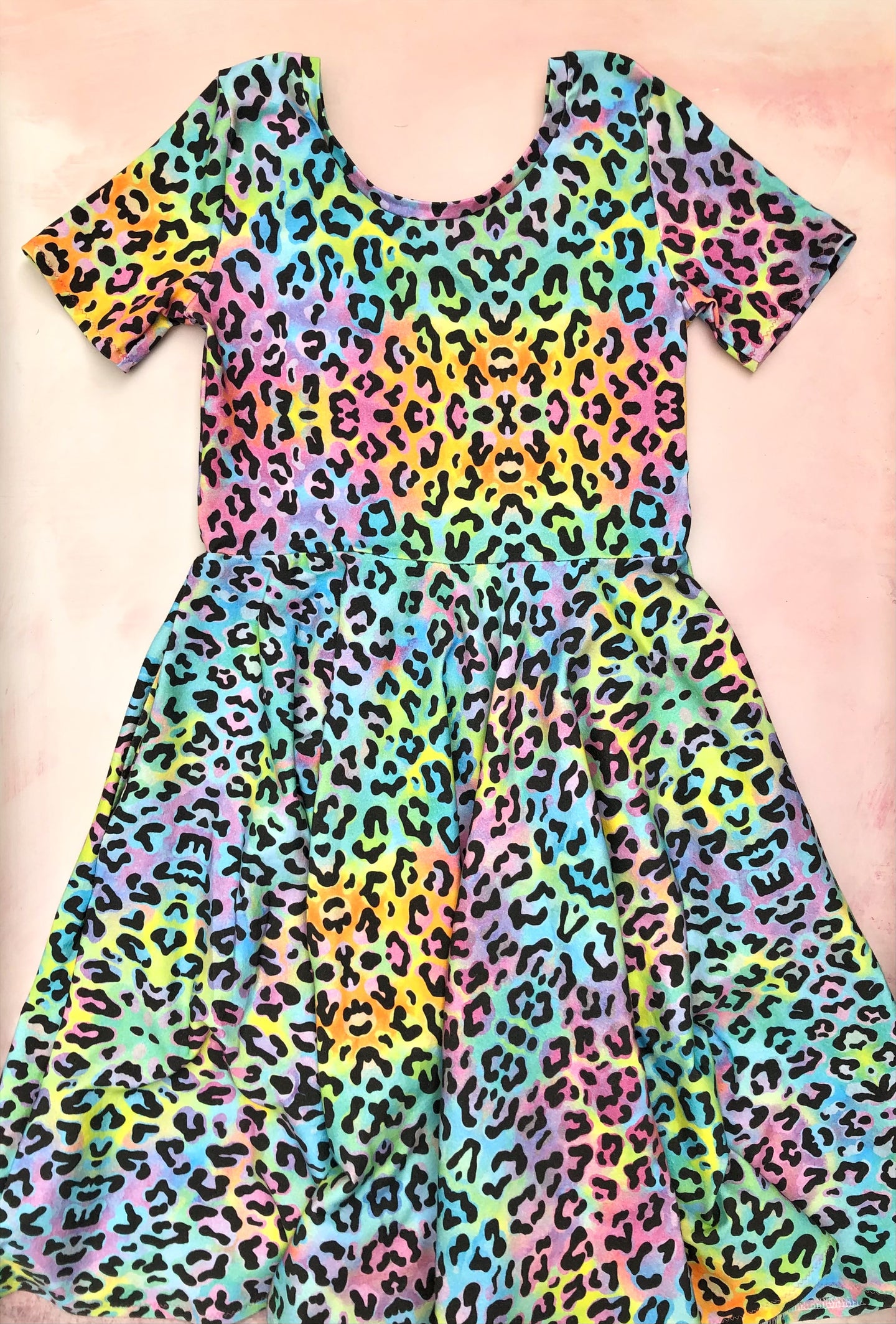 rainbow leopard Greta dress- custom