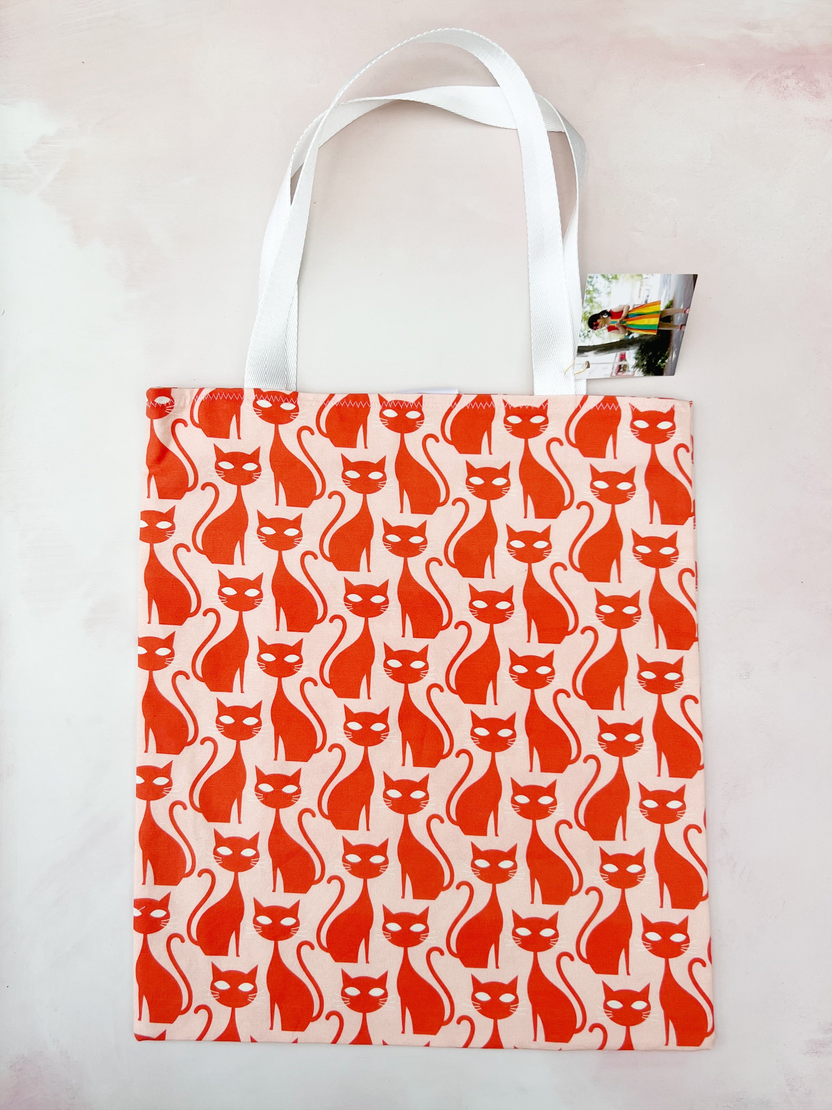 pink and red cats tote