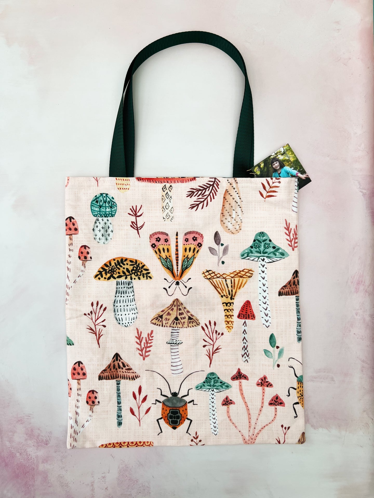 Bugs and mushrooms tote