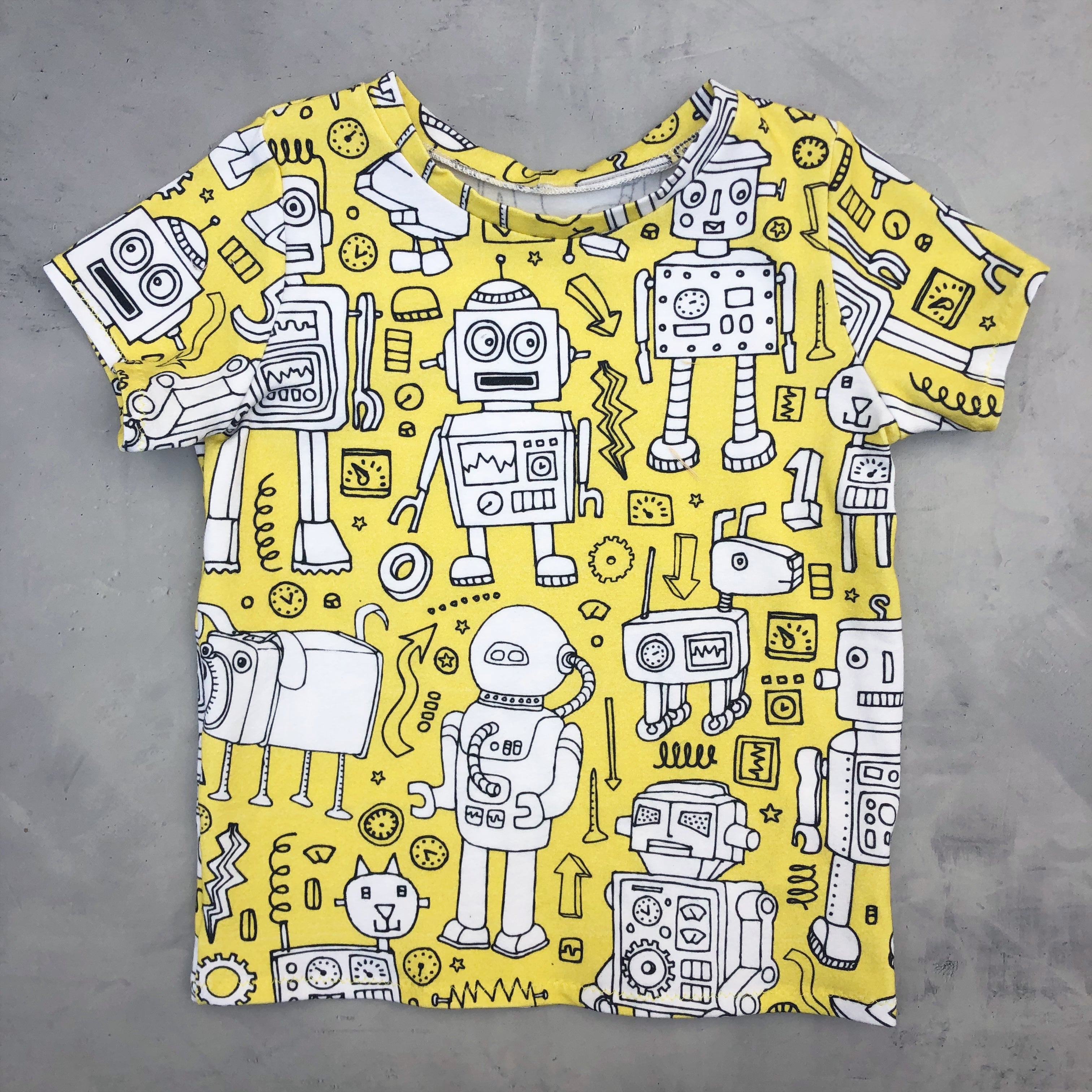 yellow robots tee- custom